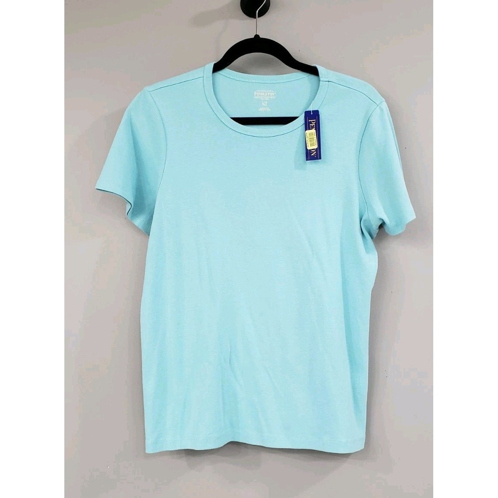 NEW LARGE PETITE Pendleton Women 100% COTTON Short Sleeve Tshirt‎ LIGHT BLUE